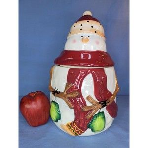 Snowman Cookie Jar Christmas Hand Painted Winter Holiday Nonni's Canister